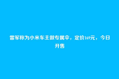 雷军称为小米车主做专属伞,定价169元,今日开售