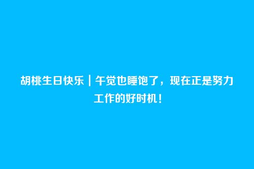 胡桃生日快乐|午觉也睡饱了,现在正是努力工作的好时机!