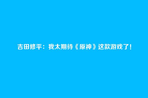 吉田修平:我太期待《原神》这款游戏了!