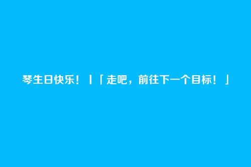 琴生日快乐!丨「走吧,前往下一个目标!」