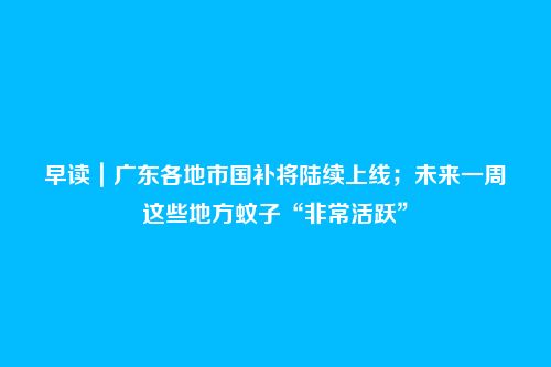 早读|广东各地市国补将陆续上线;未来一周这些地方蚊子“非常活跃”