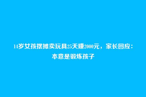 14岁女孩摆摊卖玩具25天赚2000元,家长回应:本意是锻炼孩子