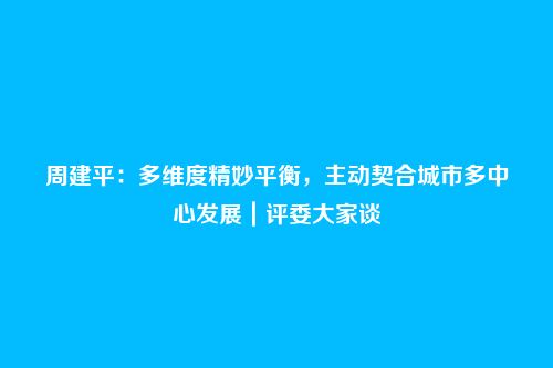 周建平:多维度精妙平衡,主动契合城市多中心发展|评委大家谈