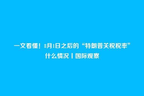 一文看懂!8月1日之后的“特朗普关税税率”什么情况丨国际观察