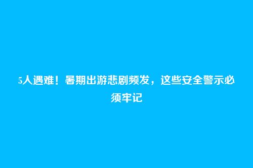 5人遇难!暑期出游悲剧频发,这些安全警示必须牢记