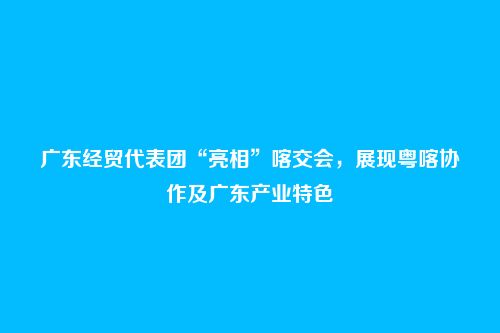 广东经贸代表团“亮相”喀交会,展现粤喀协作及广东产业特色