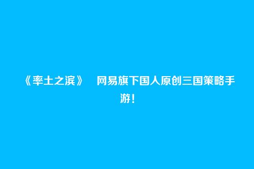 《率土之滨》网易旗下国人原创三国策略手游!